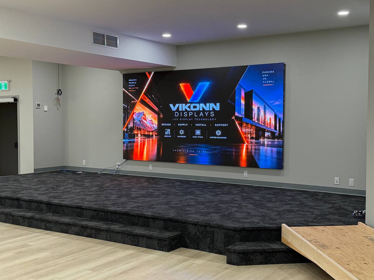 Installed LED wall in a finished room