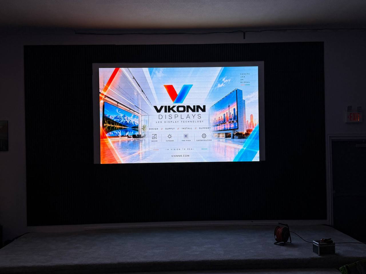 Wide view of an installed LED wall